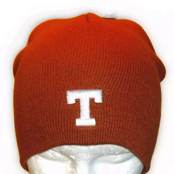 Texas Longhorns Mens Front Back Logo Burnt Orange Beanie Winter Hat Cap New Ncaa - Picture 1 of 2